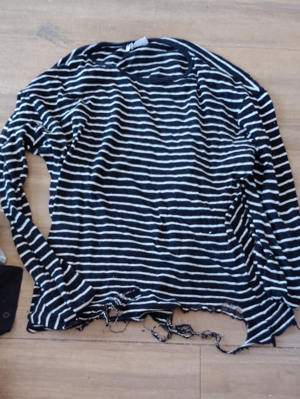 Zara ManBlack and White Striped Long Sleeve Distressed Very Rare Shirt  Medium